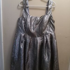 Eloquii Silver Fit and Flare Sleeveless Cocktail Dress